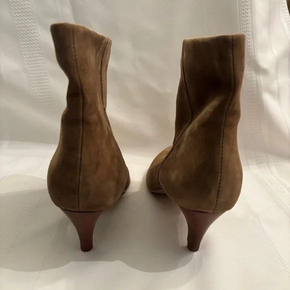 Dolce Vita Tan Suede Heeled Ankle Boots 7.5 - Picture 4 of 7